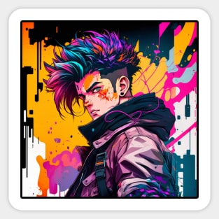 Cyberpunk X Vaporwave: Anime style Sticker